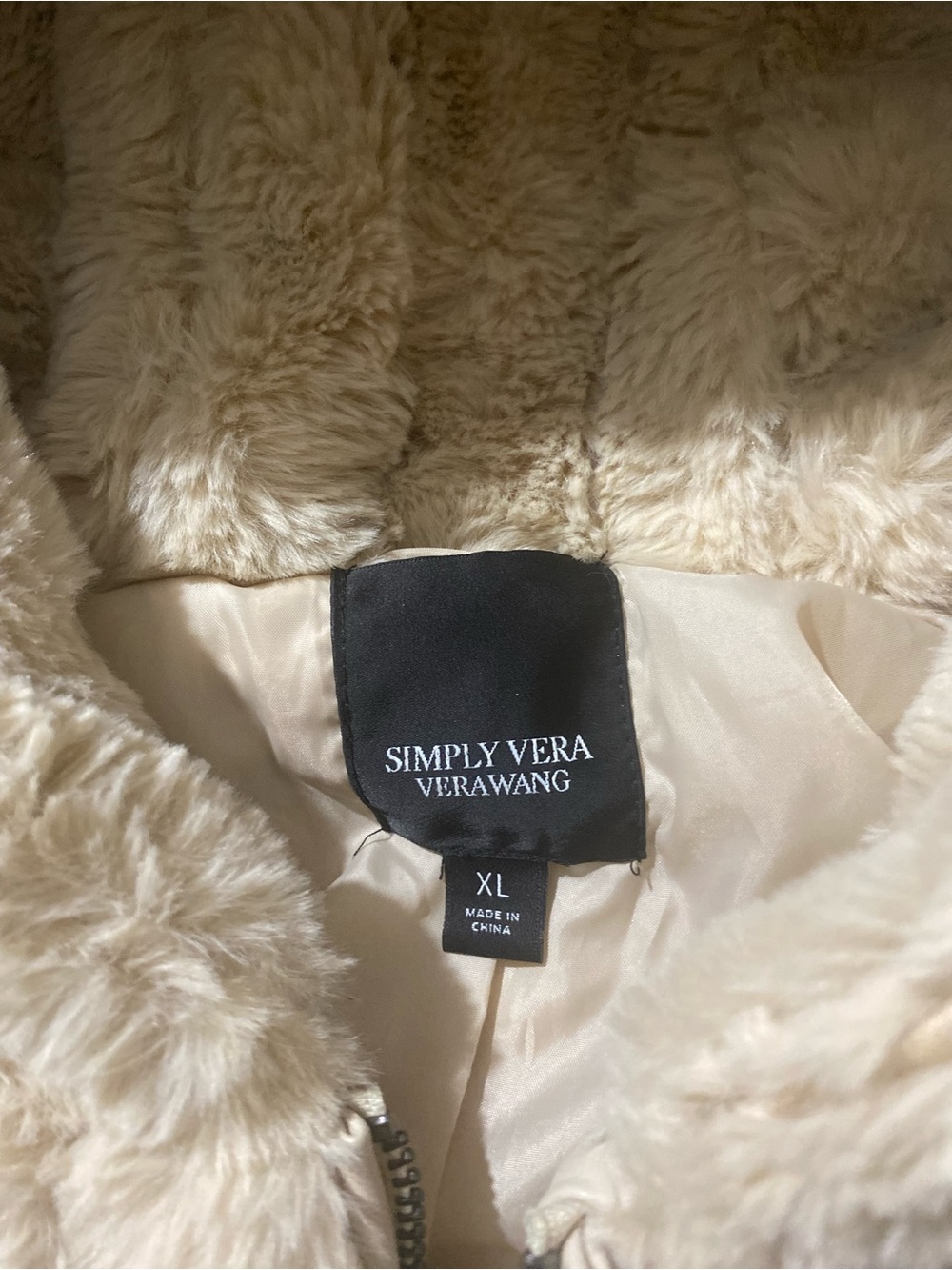 Simply Vera Vera Wang Plush Cream Teddy Jacket